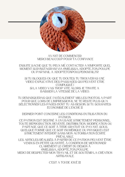 PDF + VIDEO de Philéas le petit poulpe (70cm)