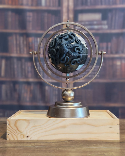 Le Da Vinci – Globe terrestre avec pieuvre sculptée à la main | Pièce unique